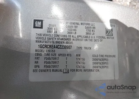 2012 Chevrolet Silverado 1500 Ls z USA, uszkodzony, nr VIN 1GCRCREA4CZ238907